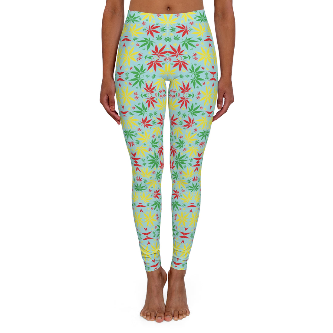 Icy Blue Tropical Rasta Toned Spandex Leggings