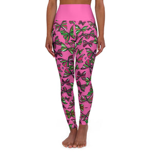 Rose Butterfly Kaleidoscope Yoga Leggings