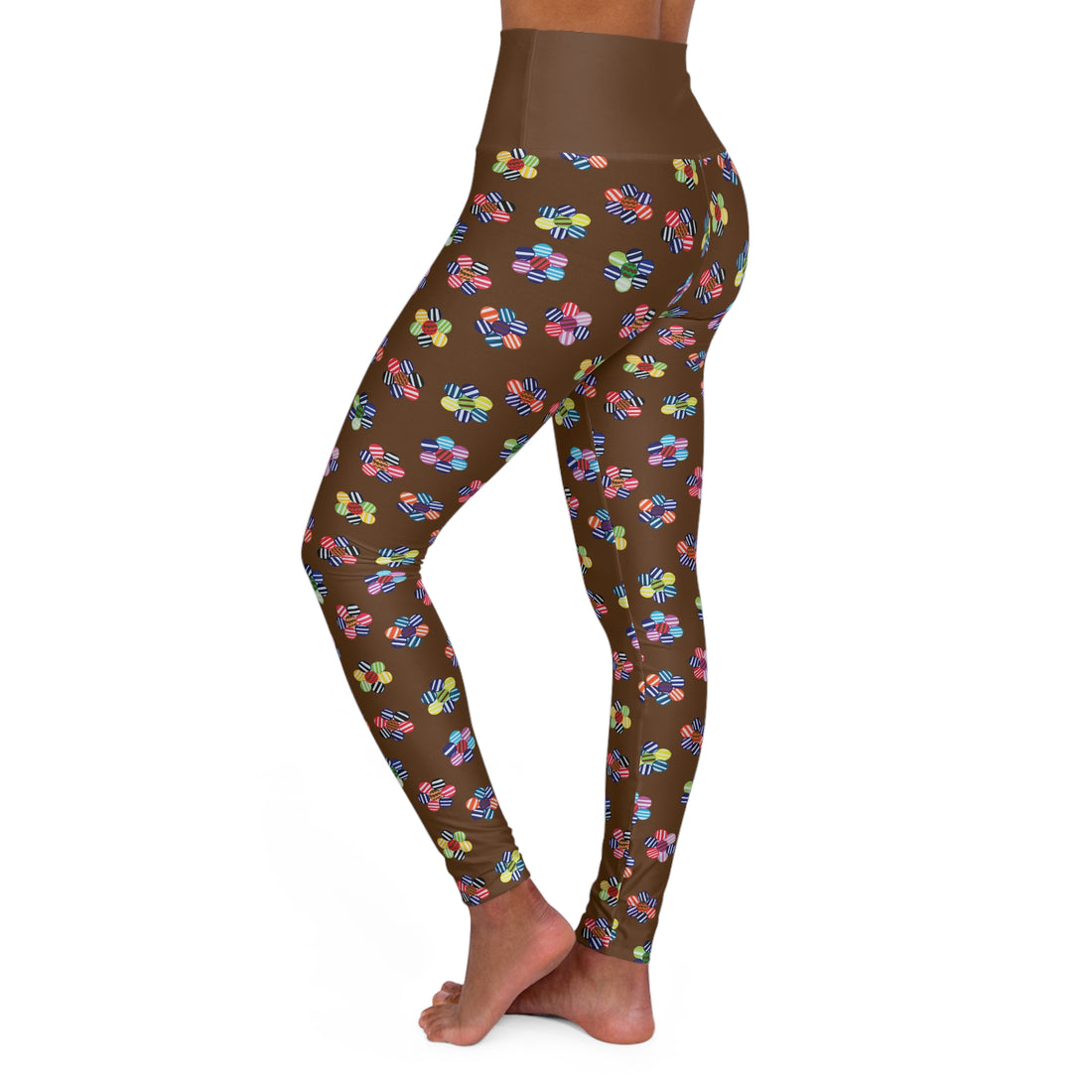 Brown Candy Florals Yoga Leggings