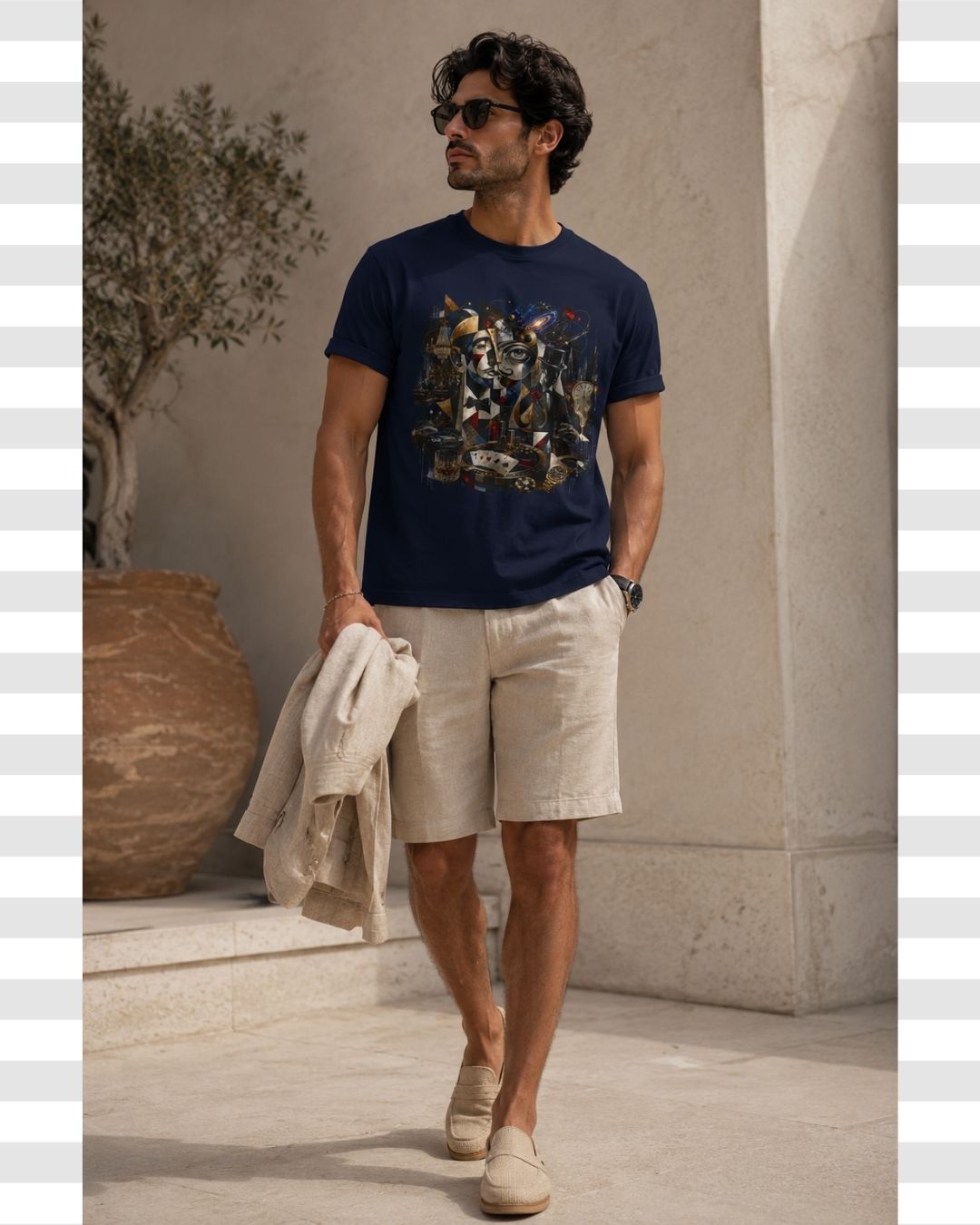 Gentleman’s Club Luxury Lifestyle Artistic Cubist Cotton Tee For Men