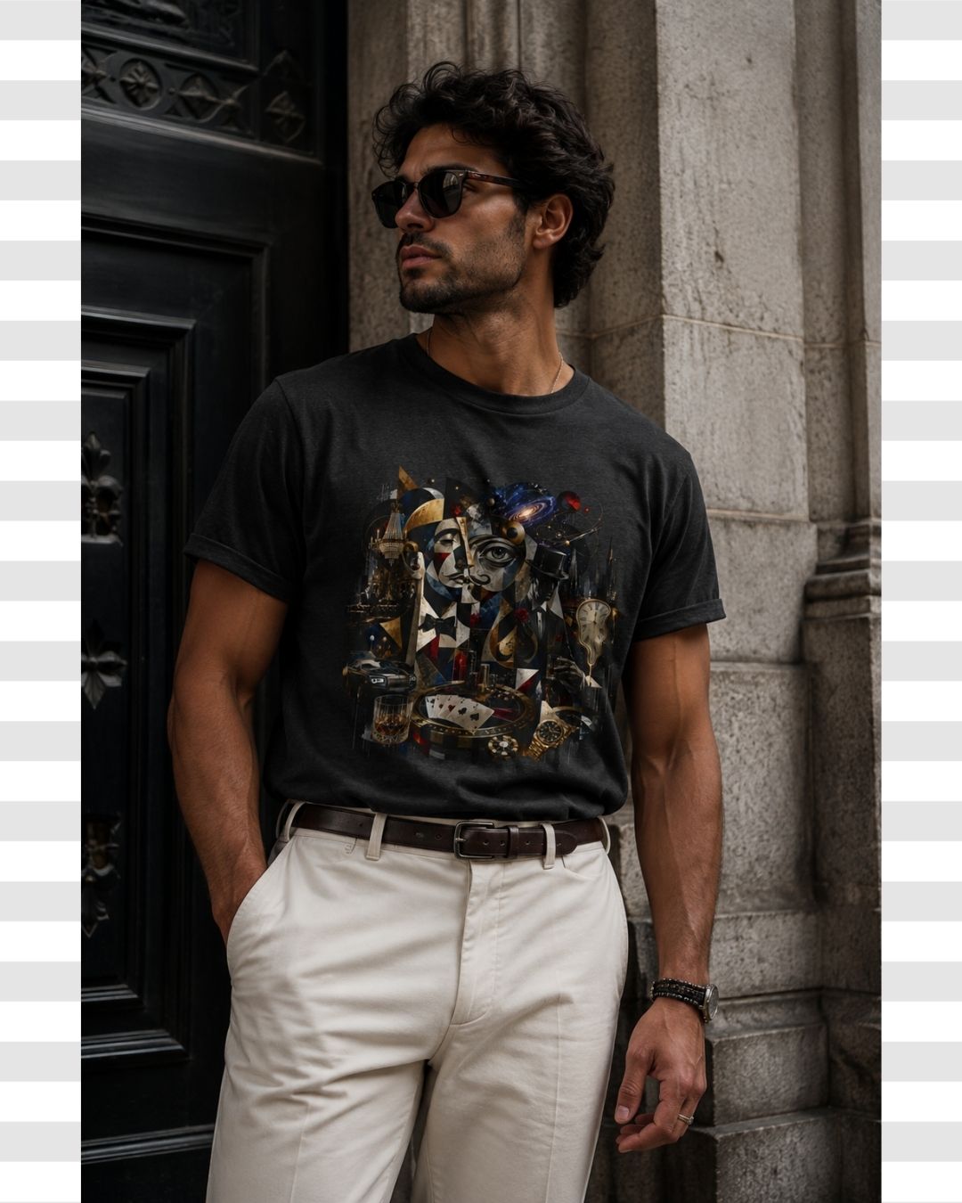 Gentleman’s Club Luxury Lifestyle Artistic Cubist Cotton Tee For Men