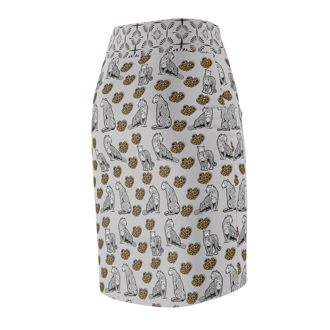 Slate Cheetah Hearts Pencil Skirt