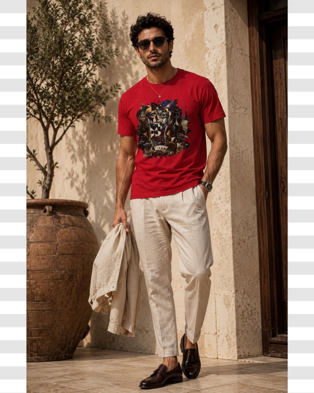 Gentleman’s Club Luxury Lifestyle Artistic Cubist Cotton Tee For Men