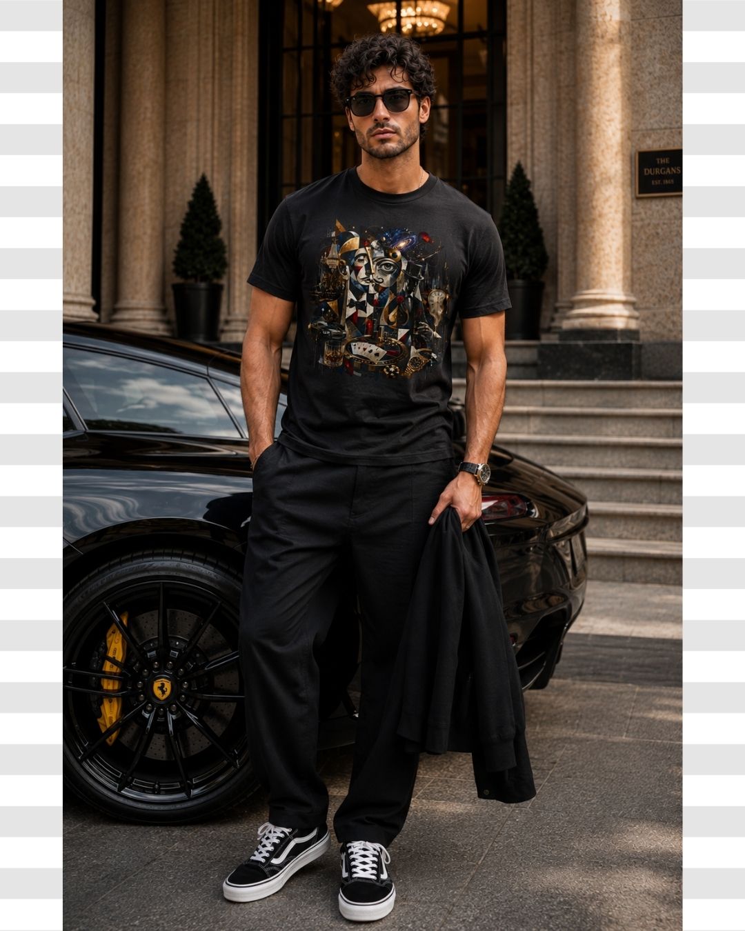 Gentleman’s Club Luxury Lifestyle Artistic Cubist Cotton Tee For Men