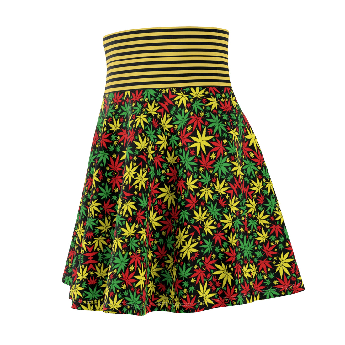 Black Tropical Rasta Toned Skater Skirt