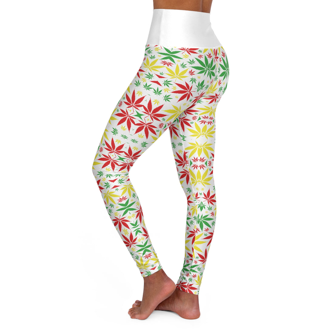 White Tropical Rasta Toned Yoga Leggings