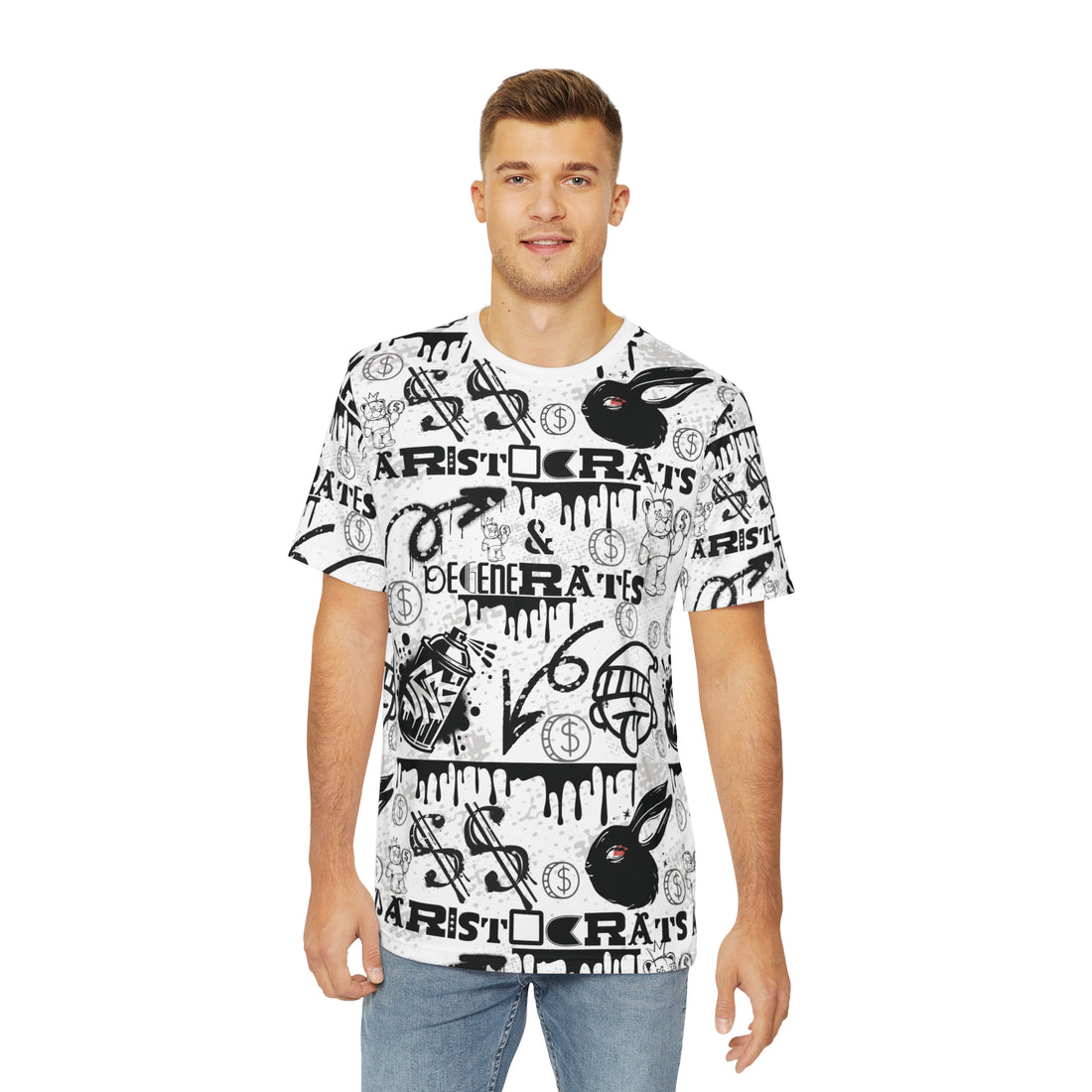 White Graphic Polar Men's Polyester Tee (AOP)