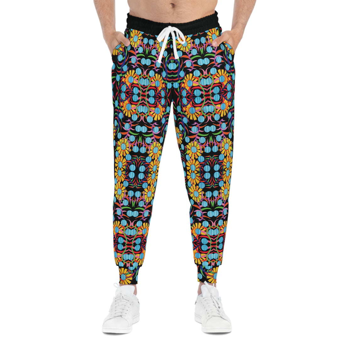 Black AOP Sunflower Print Joggers