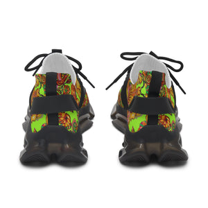 Lime Green Artsy Floral OTT Women's Mesh Knit Sneakers