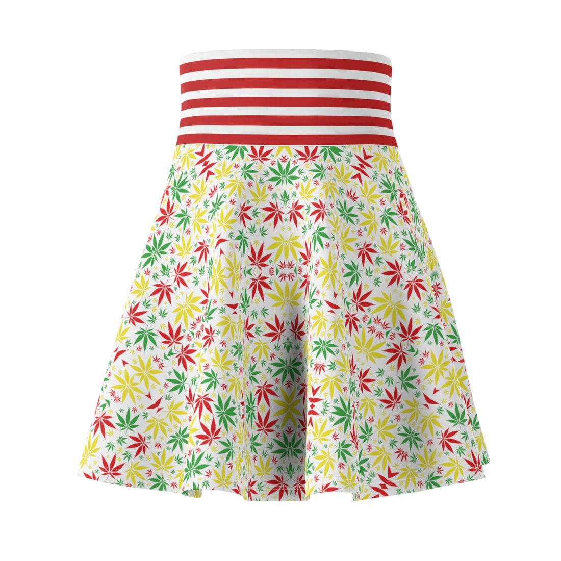 White Tropical Rasta Toned Skater Skirt