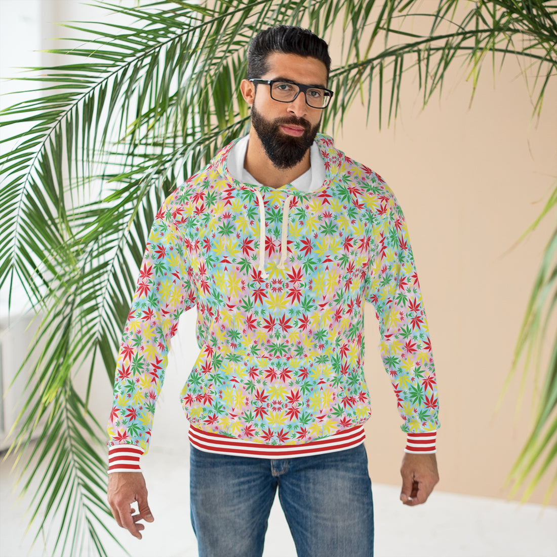 Multi Tye Dye Tropical Rasta Toned Pullover Hoodie