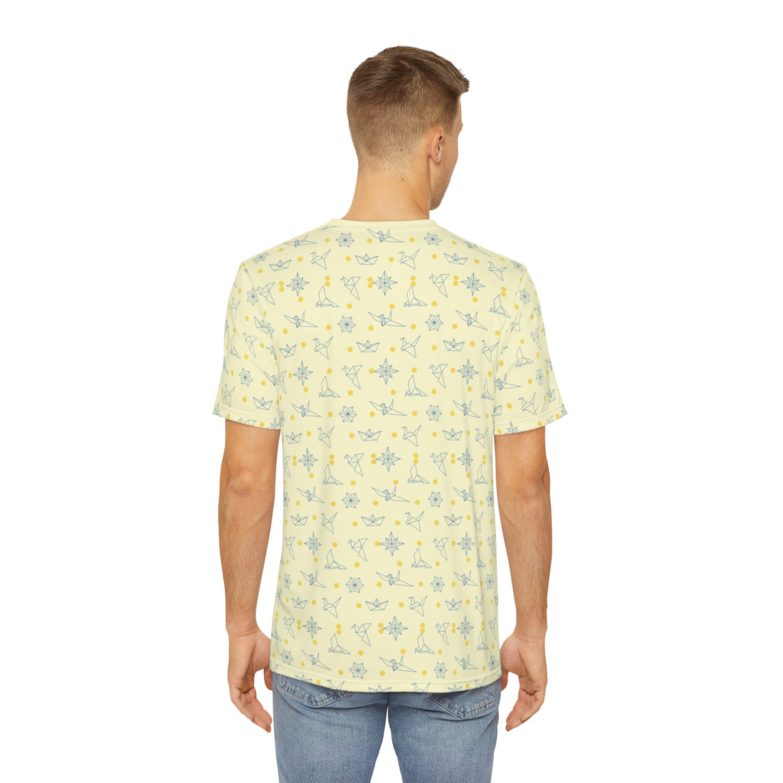 Cream Origami Men's Polyester Tee (AOP)