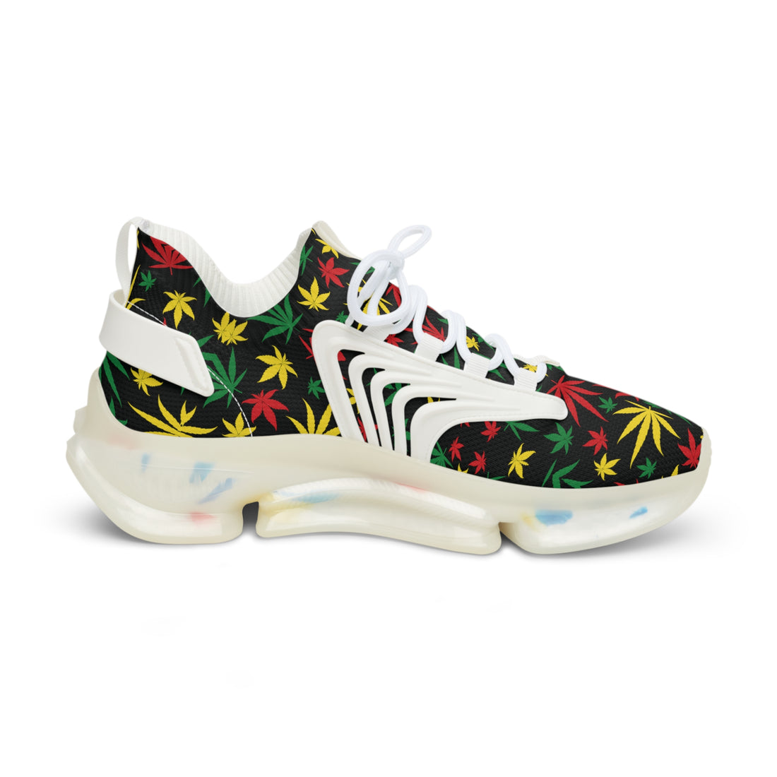 Black Tropical Rasta Toned Men's Mesh Knit Sneakers