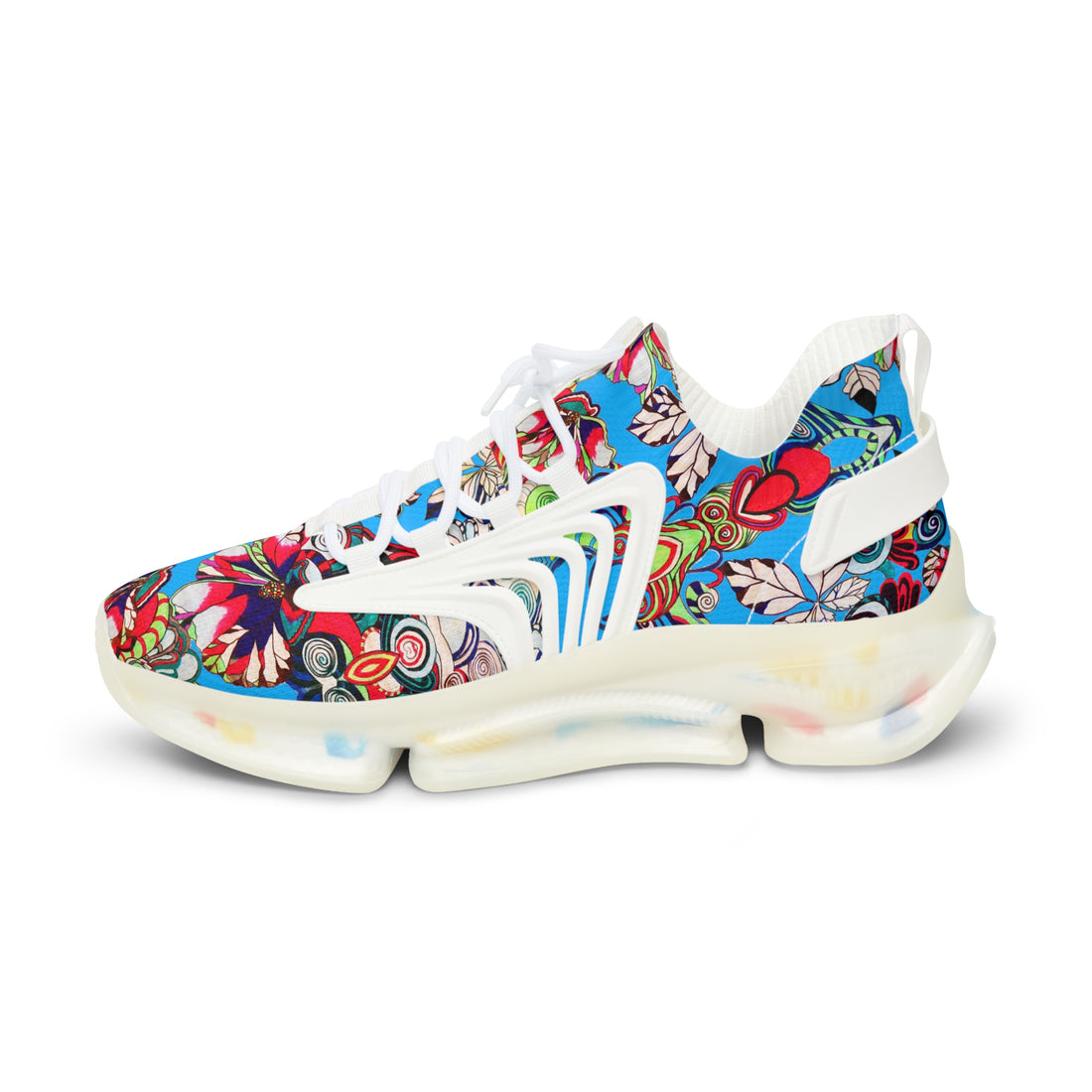 Aqua Floral Pop OTT Men's Mesh Knit Sneakers