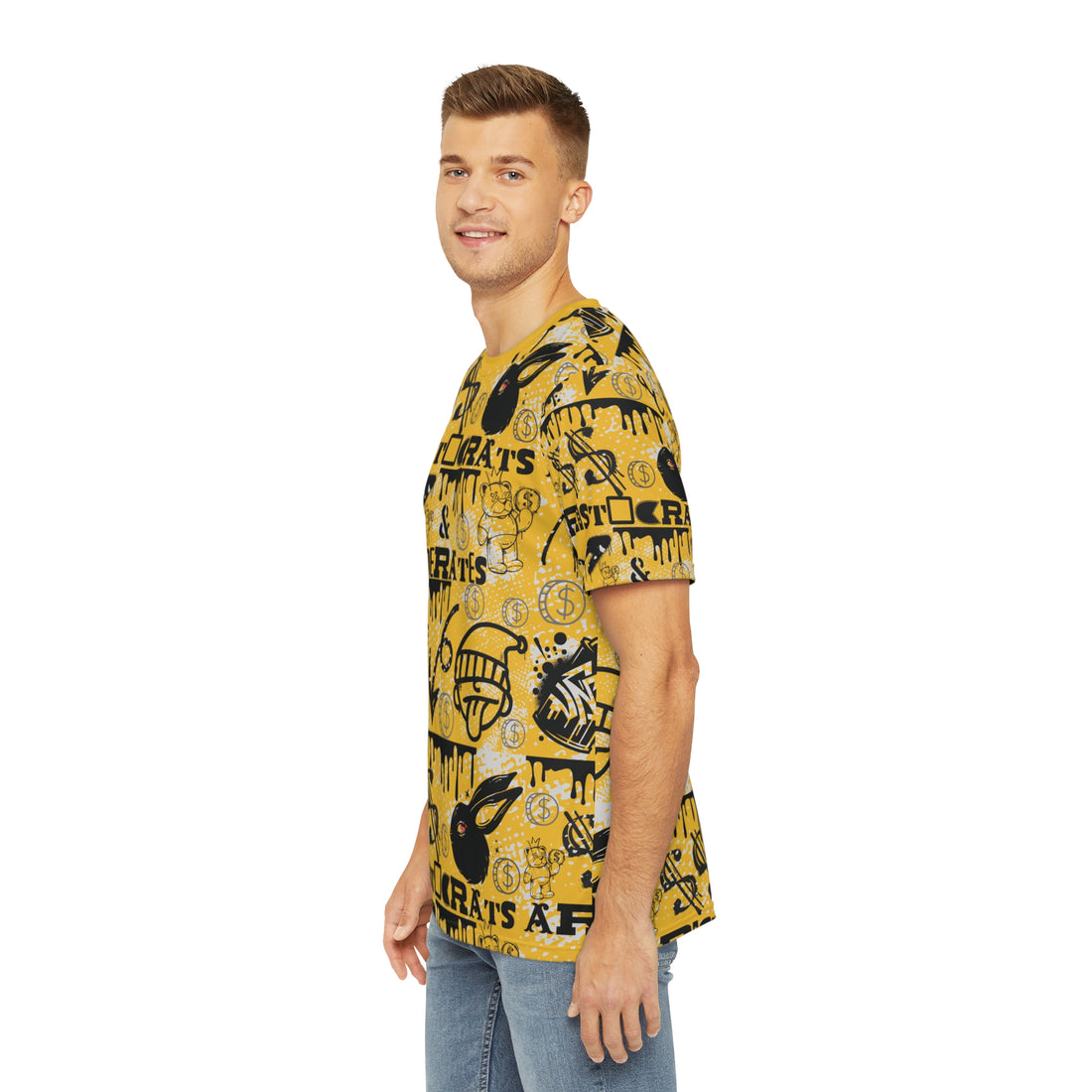 Yellow Graphic Polar Men's Polyester Tee (AOP)