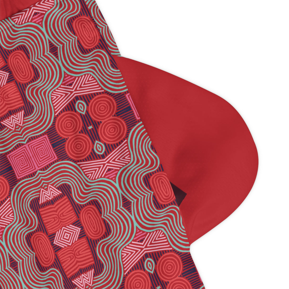 Red Geometric Print Basketball Rib Shorts (AOP)