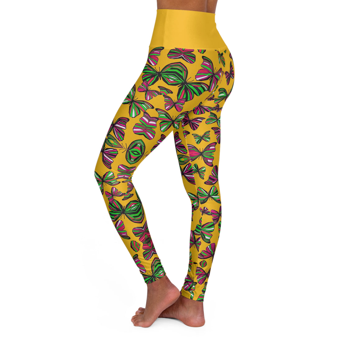 Yellow Butterfly Kaleidoscope Yoga Leggings