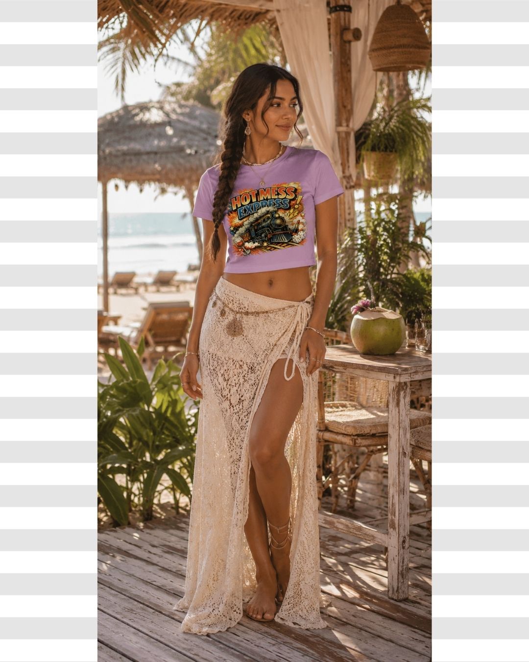 Hot Mess Express Retro Graphic Cotton Crop Top for Women