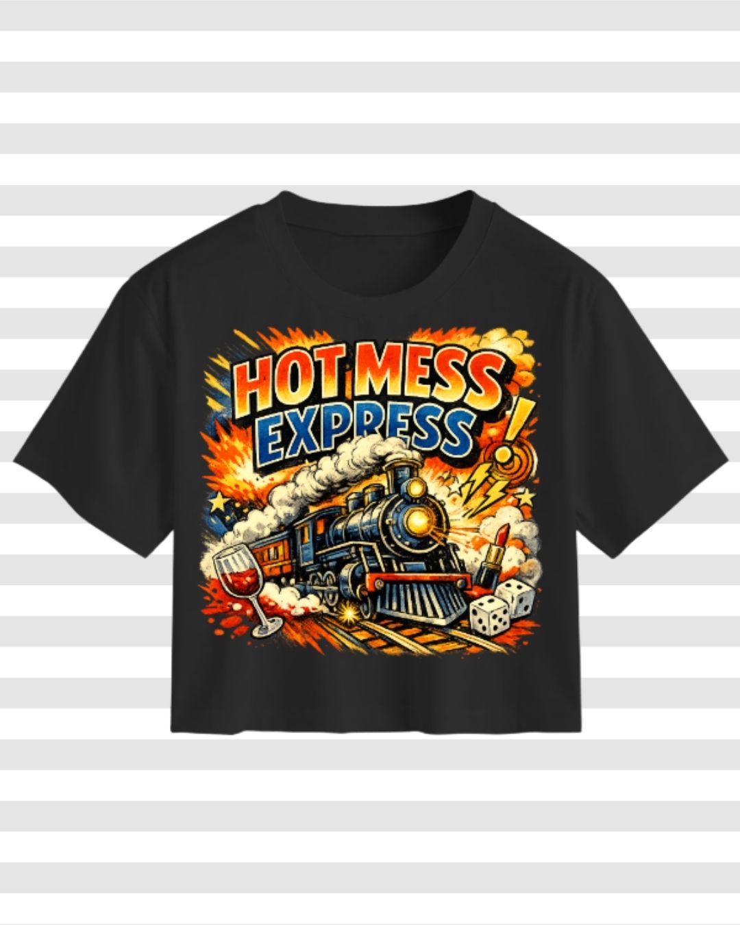 Hot Mess Express Retro Graphic Cotton Crop Top for Women