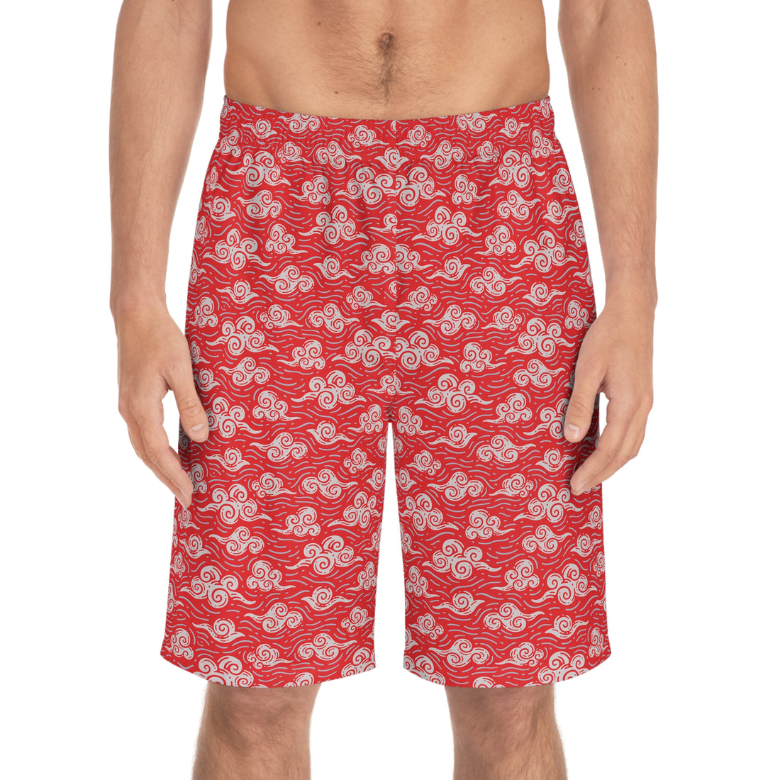 Red Oriental Clouds Men's Board Shorts (AOP)