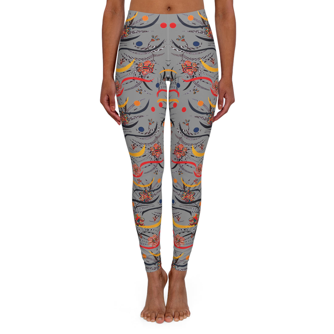 Grey Wilderness Print Spandex Leggings