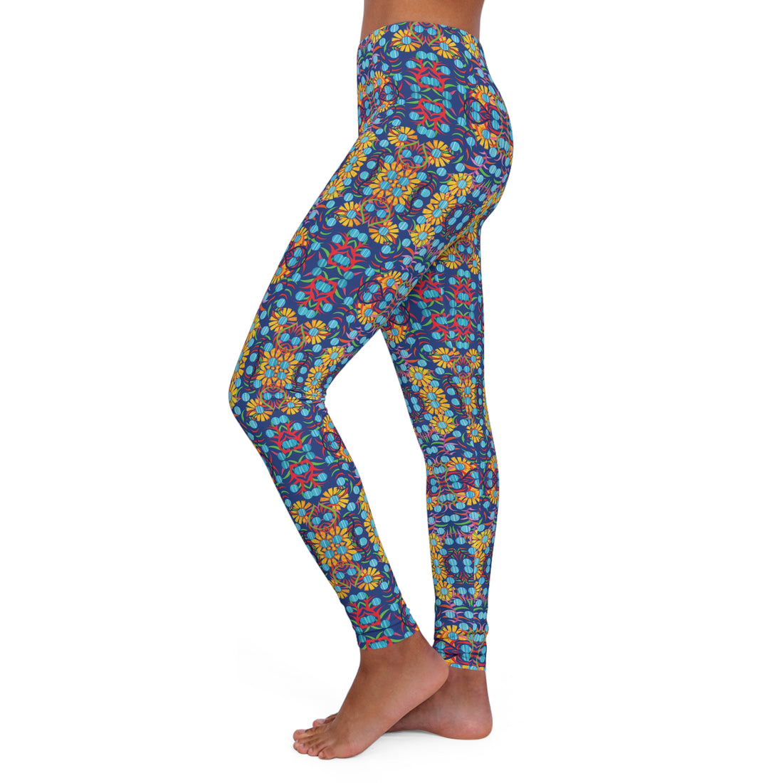 Blue Sunflower Spandex Leggings