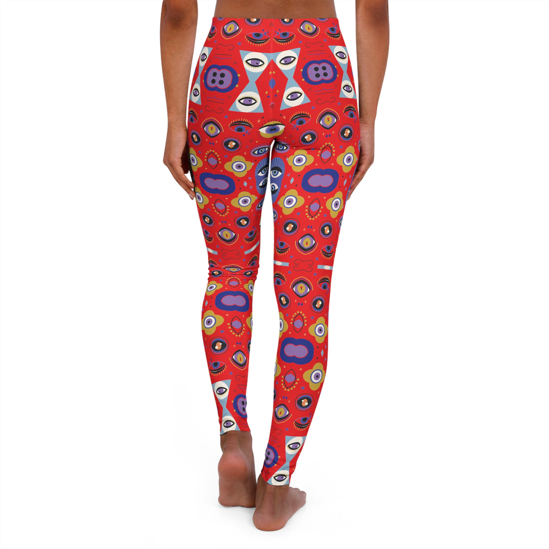 Red Abstract Evil Eye Spandex Leggings