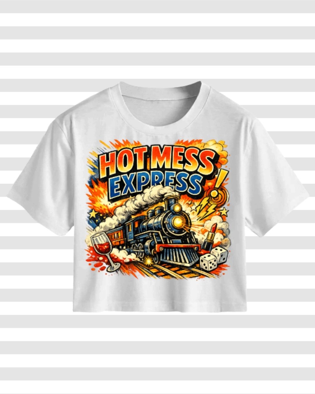 Hot Mess Express Retro Graphic Cotton Crop Top for Women