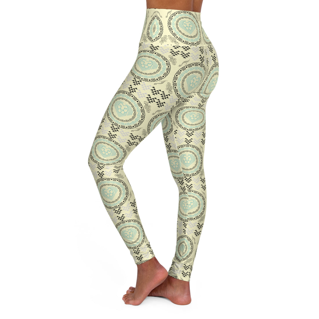 Cream Lion Head Yoga Leggings