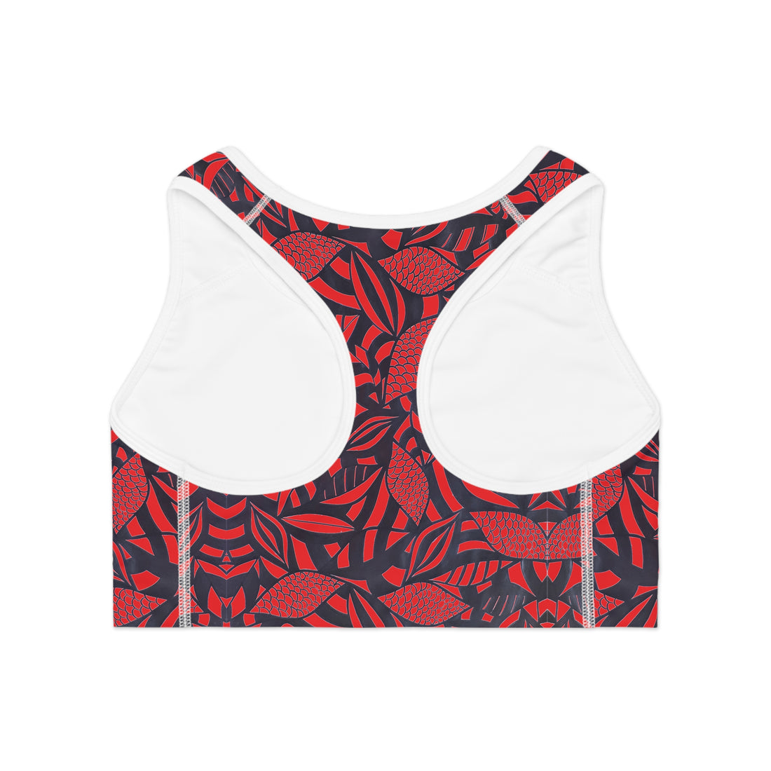 Red Tropical Minimalist Racerback (AOP) Sports Bra