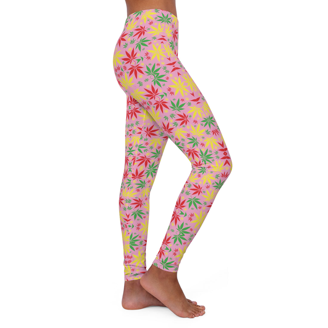 Muted Pink Tropical Rasta Toned Spandex Leggings