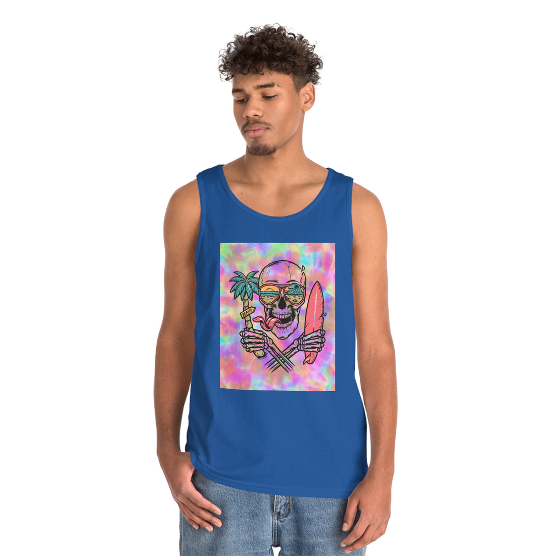 Tye Dye Skull Print Unisex Tank Top