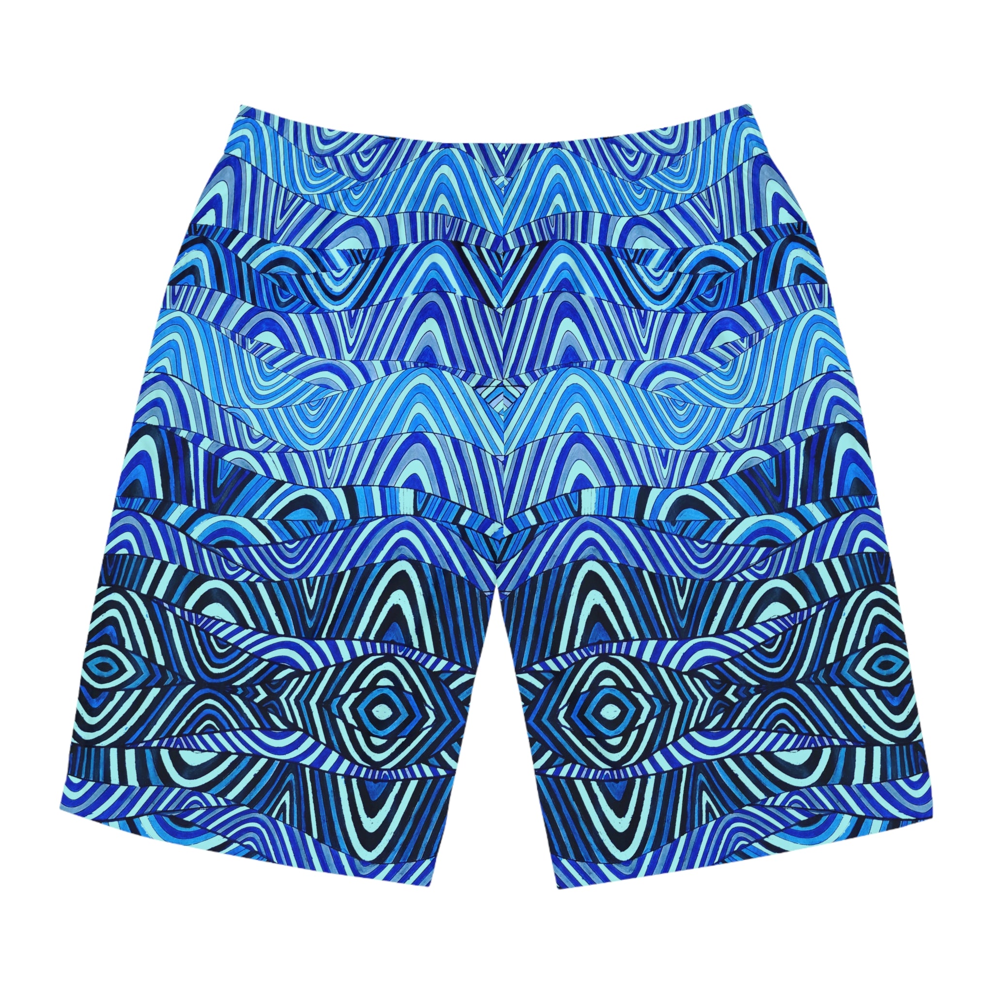 Icy Blue Sonic Print Men's Board Shorts (AOP)