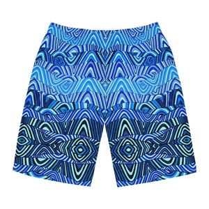 Icy Blue Sonic Print Men's Board Shorts (AOP)