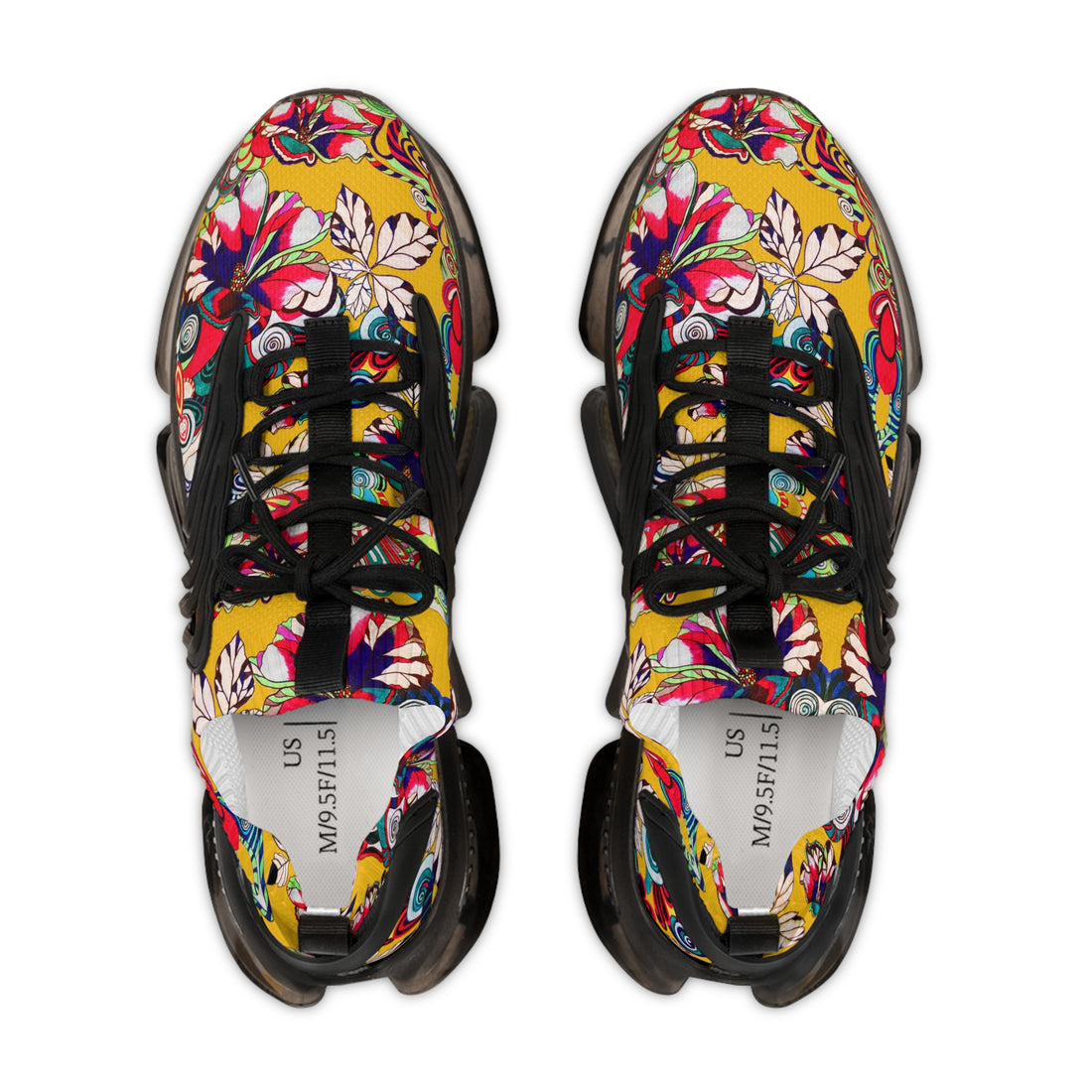 Yellow Floral Pop OTT Men's Mesh Knit Sneakers