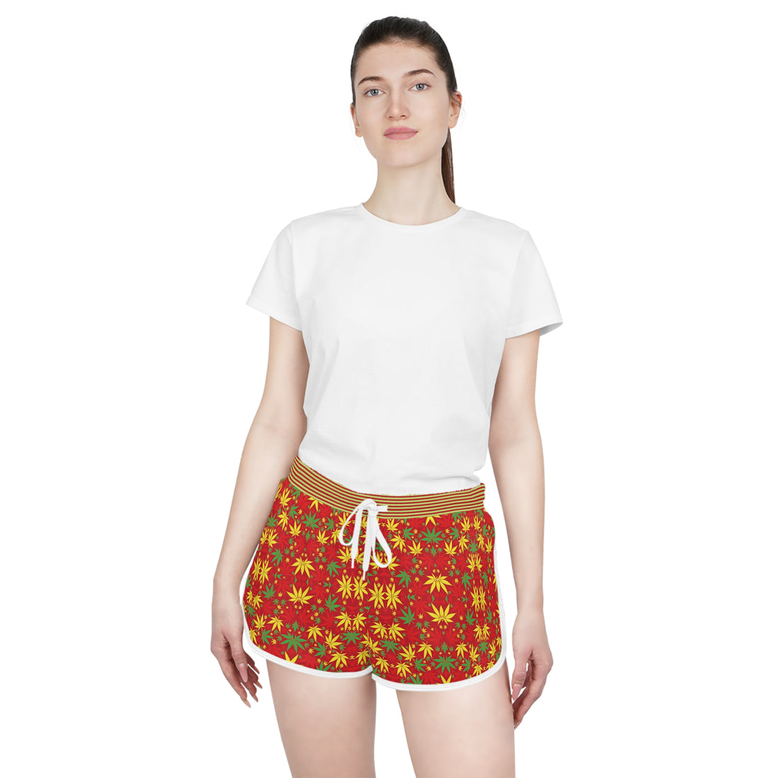Red Tropical Rasta Toned Relaxed Gym Shorts