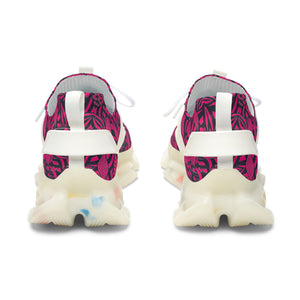 Hot Pink Tropical Minimalist OTT Women's Mesh Knit Sneakers