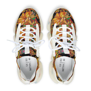 Black Artsy Floral OTT Women's Mesh Knit Sneakers