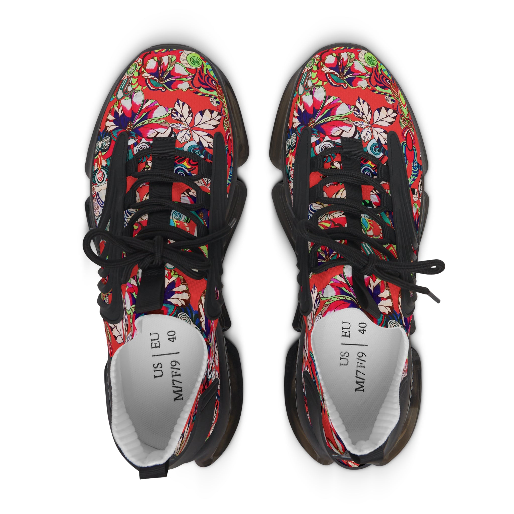 Vermillion Floral Pop OTT Women's Mesh Knit Sneakers