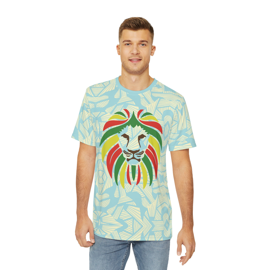 Icy Blue Men's Rasta Lion Portrait Polyester Tee (AOP)