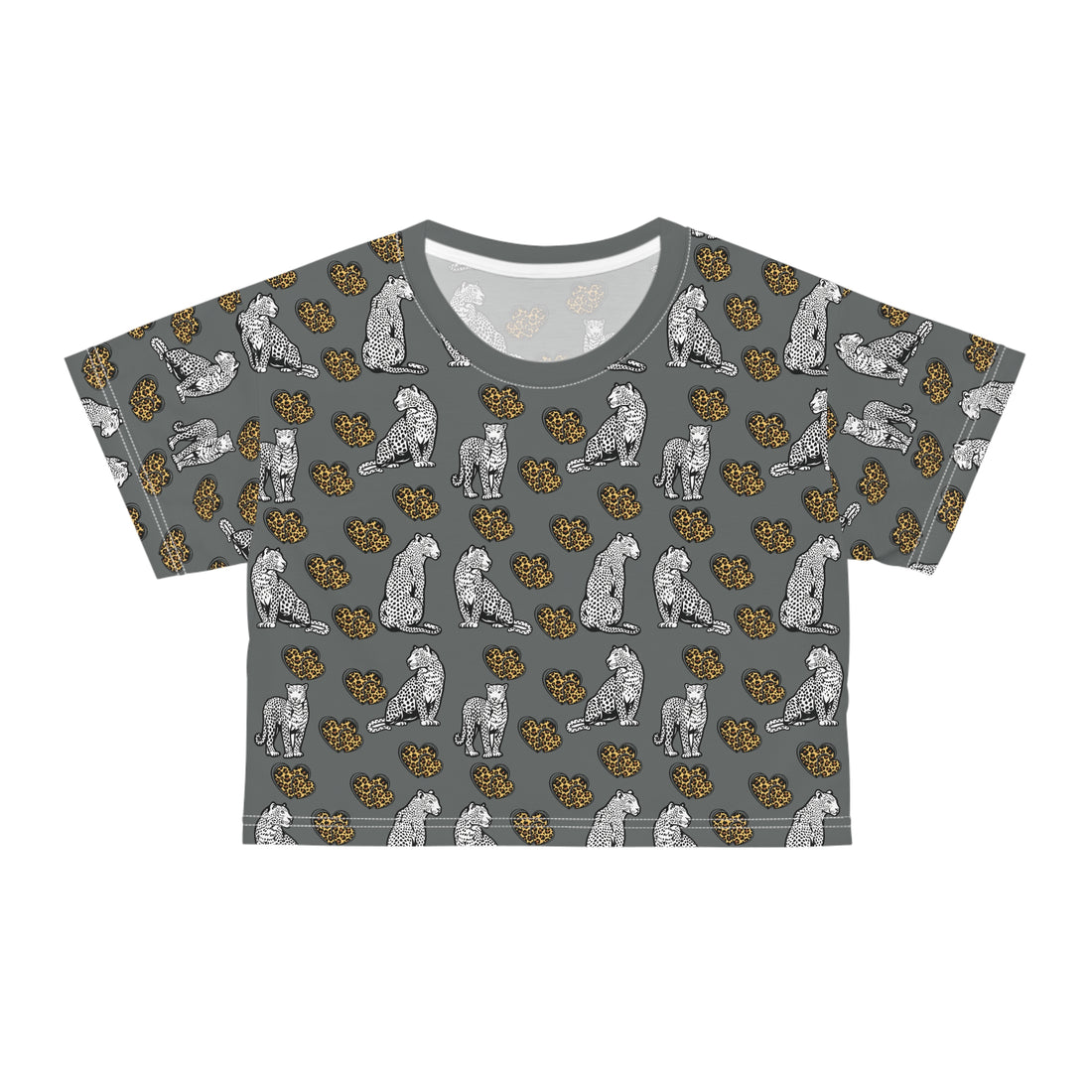 Ash Cheetah Hearts AOP Crop Tee