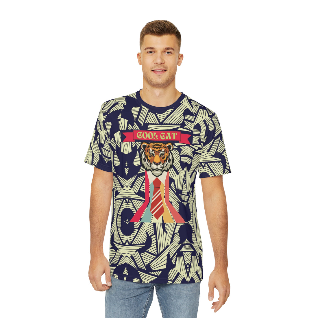 Ink Cool Cat Men's Polyester Tee (AOP)