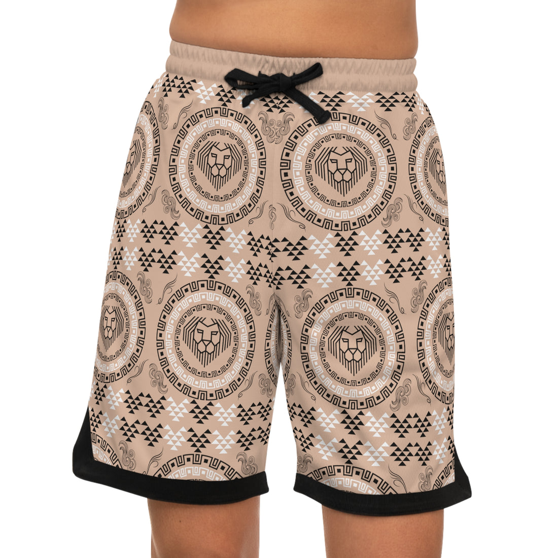 Nude Lion Head Basketball Rib Shorts (AOP)