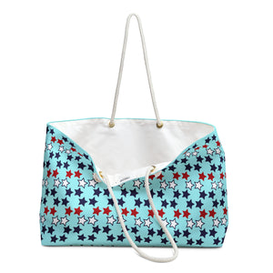 Icy Blue Starry Weekender Tote Bag
