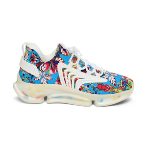 Aqua Floral Pop OTT Women's Mesh Knit Sneakers