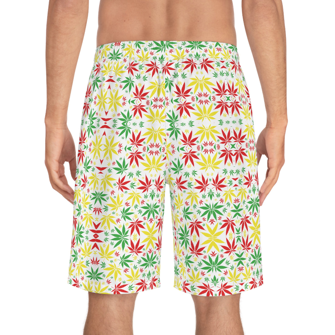 White Rasta Toned Men's Board Shorts (AOP)