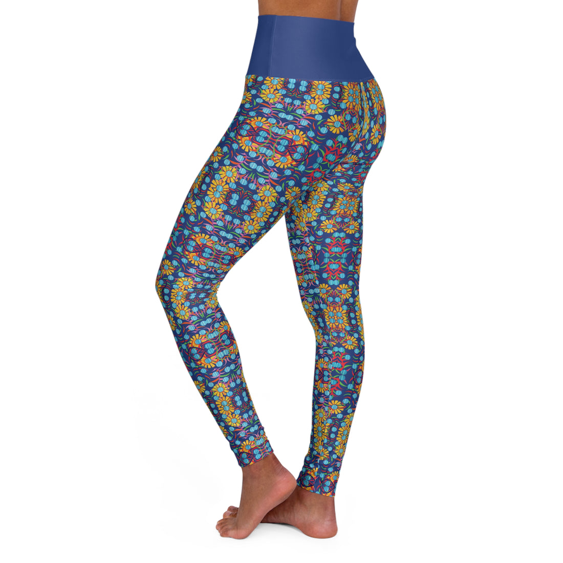 Blue Sunflower Yoga Leggings