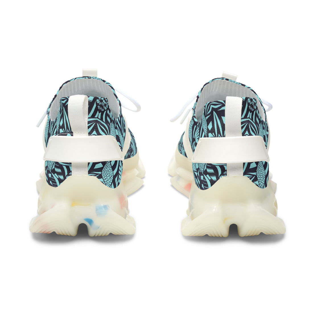 Icy Blue Tropical Minimalist OTT Women's Mesh Knit Sneakers