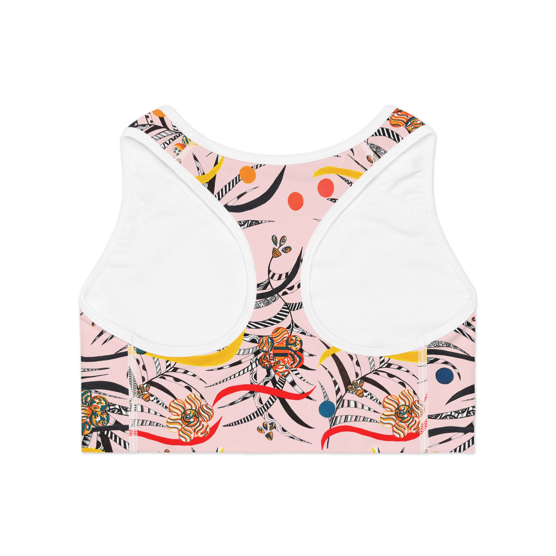 Pale Pink Wilderness Print Racer Back (AOP) Sports Bra