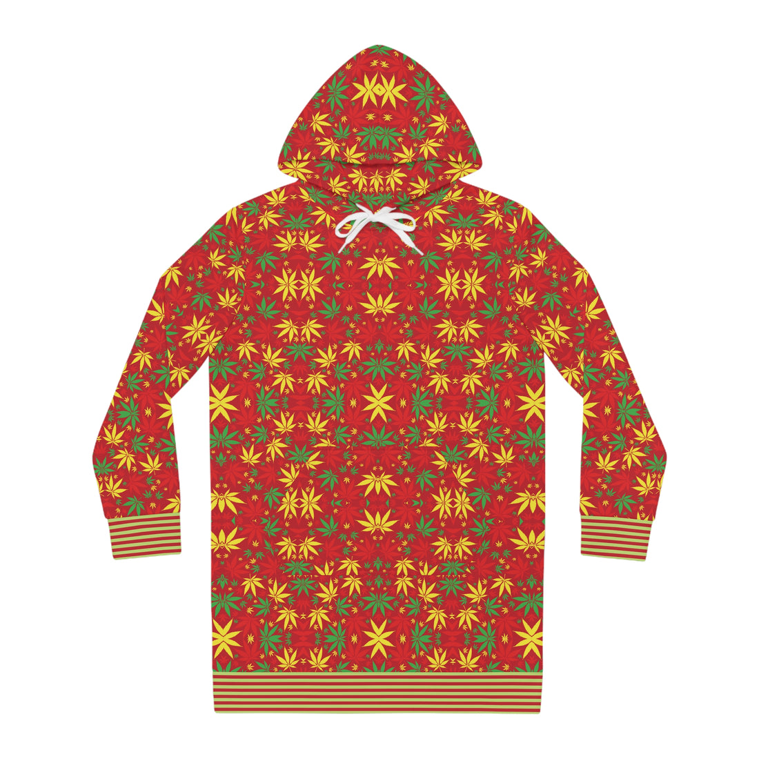 Red Tropical Rasta Toned Hoodie Dress (AOP)